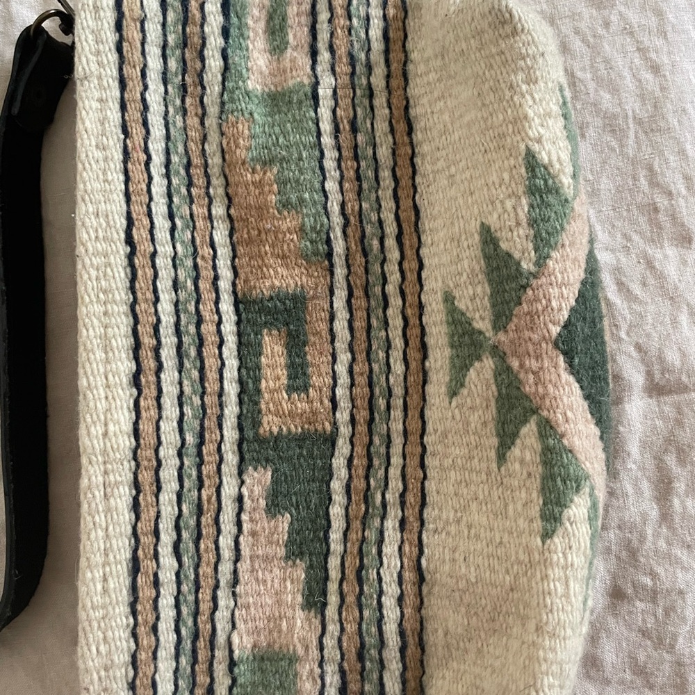 Patterned Cream and Green Women's Bag